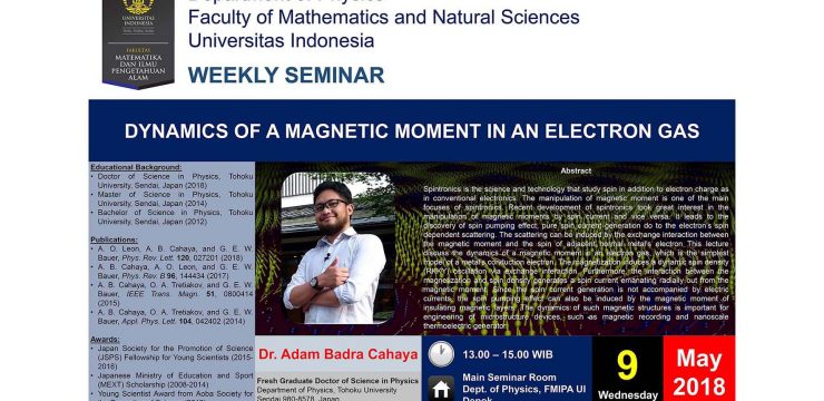 Weekly Seminar : Dynamics of a Magnetic Moment in an Electron Gas