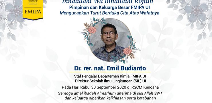 Dr. Emil Budianto Ahli Kimia Organik dan Polimer FMIPA UI Tutup Usia